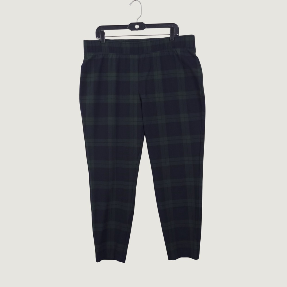 Talbots Ankle Pants Pull On 16W Black Watch Tartan Plaid Casual Office Preppy